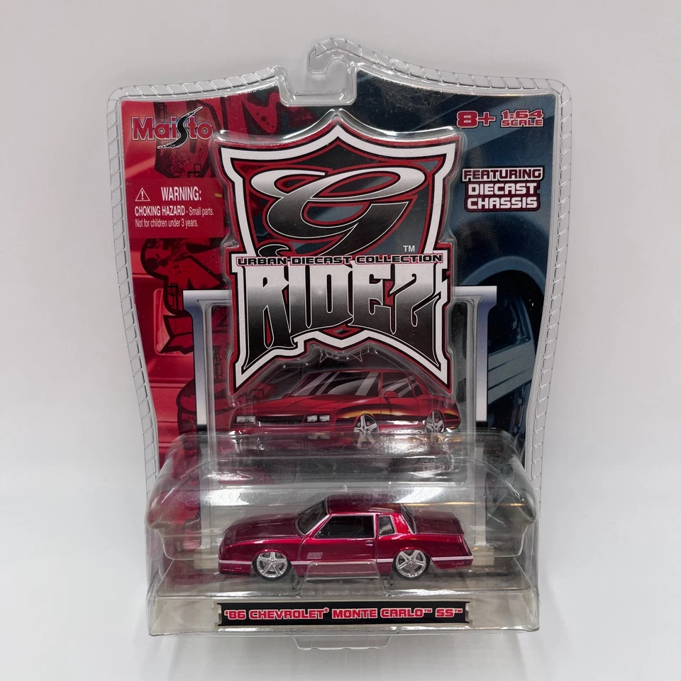 Maisto G Ridez 86 Chevrolet Monte Carlo SS Red 1:64 Scale Yellowed Packaging - Image 4 of 4