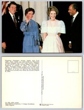 1981 Reagan White House Postcard: Sadat, Jihan Sadat, Nancy & Ronald Reagan