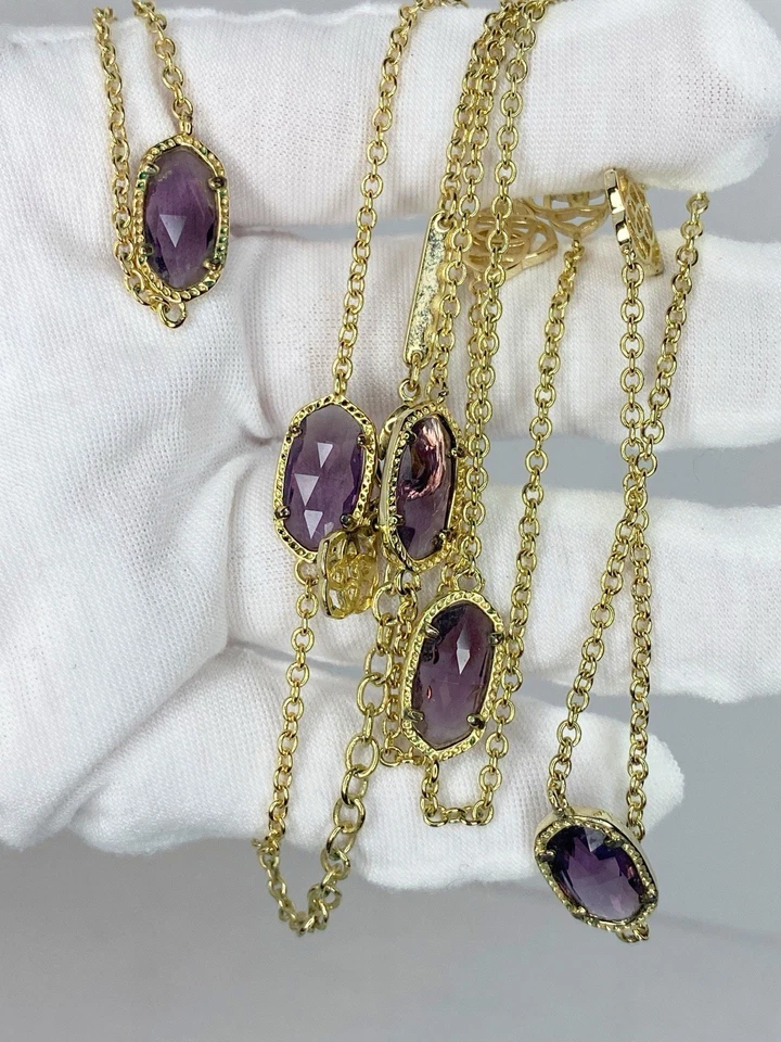 Collar largo Kendra Scott Kellie Gold Station en púrpura Foto 4 de 4