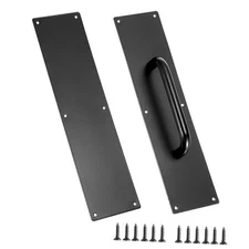 1 Set 16" Stainess Steel Door Handle Pull & Push Plate - Heavy Duty Gate Black