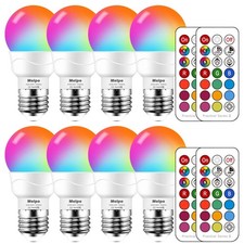 8 Pack LED Color Changing Light Bulb With Remote Control 5W 40W Equivalent