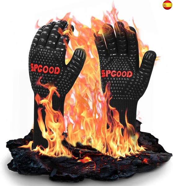 Guantes Barbacoa Guantes Horno Altas temperaturas Largos, BBQ Guantes