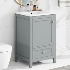 20" Bathroom Vanity With Sink Storage Cabinet With Drawer Soft Closing Door