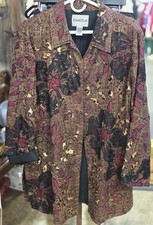 Chico's Multicolor Embroidery Womans Long Jacket Size 1 M