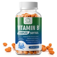 Vitamin B Complex 120 Capsules B1,B2,B3,B5,B6,B7,B9,B12, Immune Support Pills