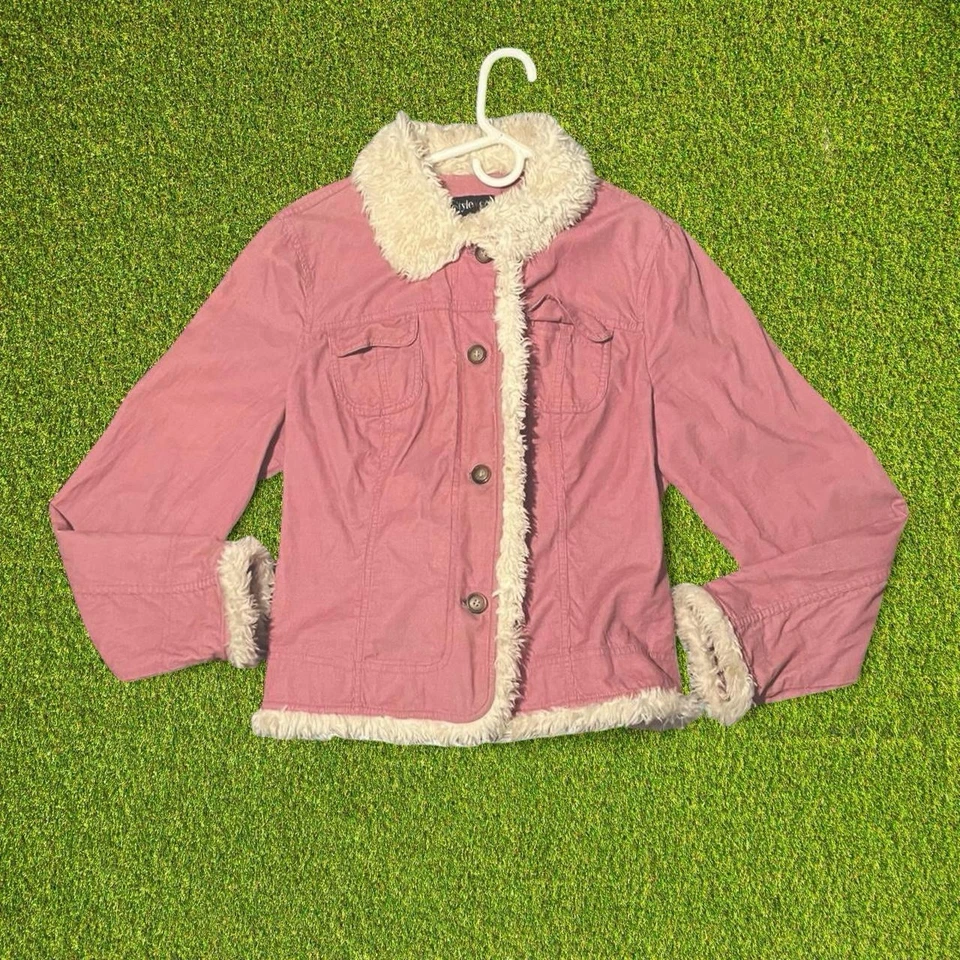 Abrigo de piel sintética rosa y crema Y2K Barbiecore / Glam vintage talla L Foto 2 de 4