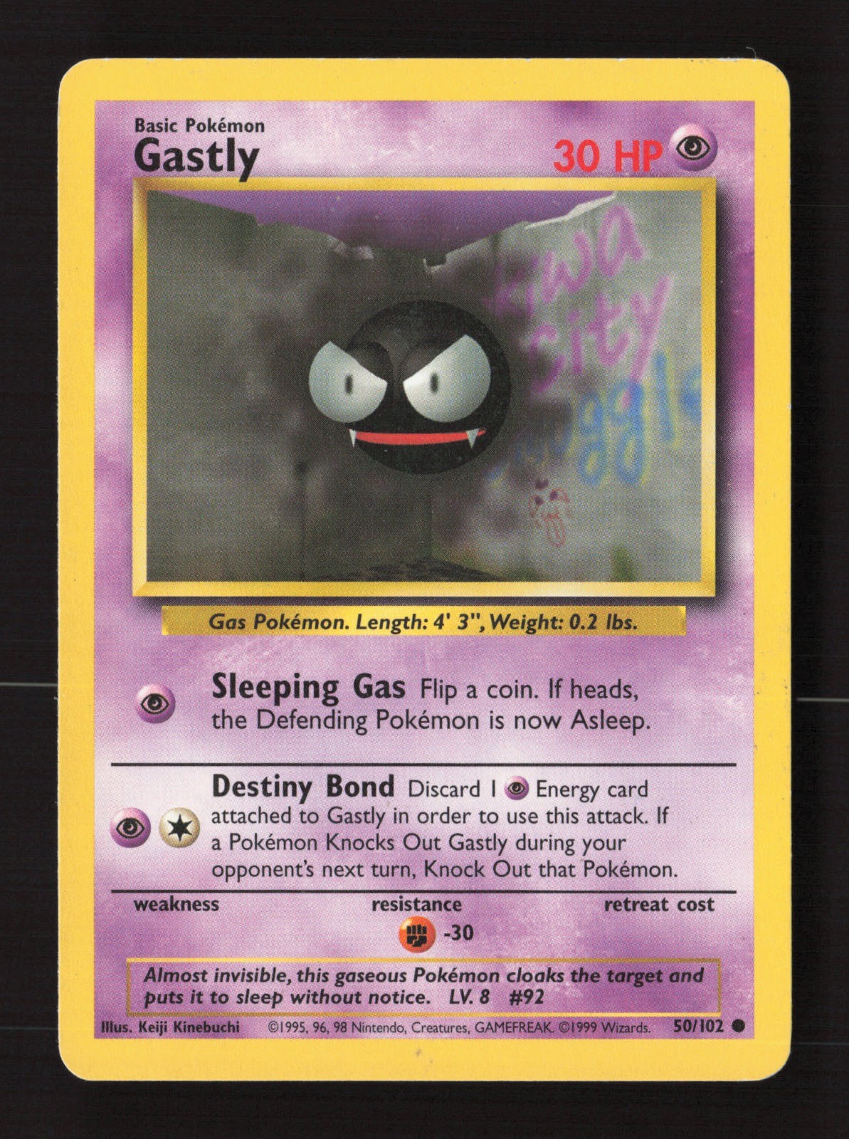 Gastly 050/102 Unlimited Base Set (Shadowless) HP Pokémon TCG