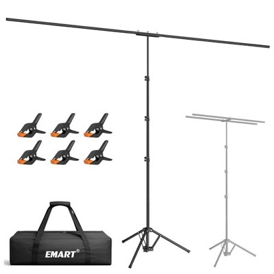 2-in-1 T Shape Backdrop Stand 8.7x7ft(WxH), Portable Photo 8.7x7.1ft Black