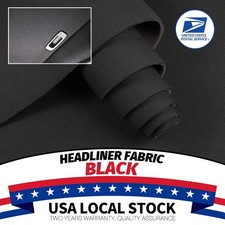 Black Flat Knit Headliner Fabric Foam Back Auto Roof Repair Upholstery Material