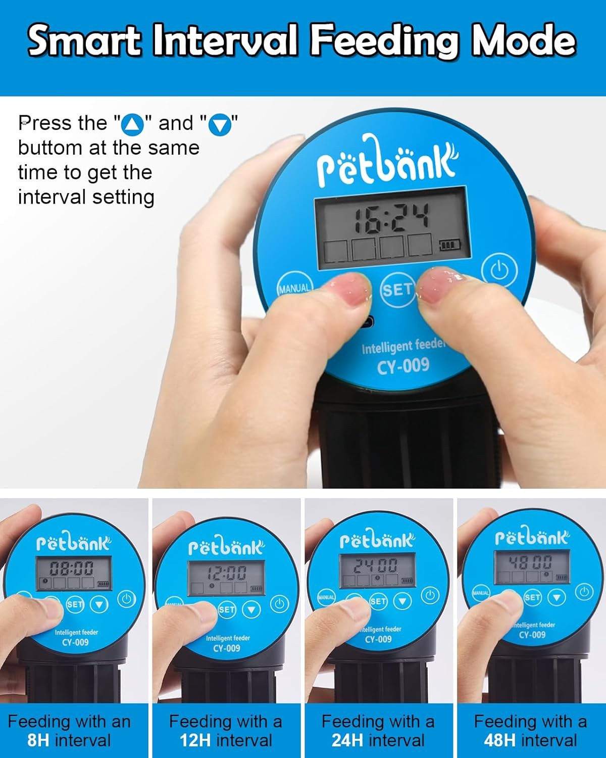 Mangiatoia automatica per acquari: distributore automatico di mangime per pesci con cavo di ricarica USB (blu) foto 5