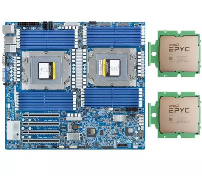Gigabyte MZ73-LM0 Motherboard With 2x AMD EPYC 9754 QS （ES）1.9