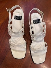 VINTAGE, Nine West Ivory Multi-Strap Slingback Heels