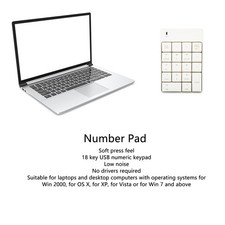 2.4G Wireless Numeric Keypad 18 Keys USB Number Pad White