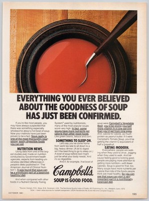 Campbells Soup Vegetables Nutritious Food Balance Diet 1981 Vintage Print Ad