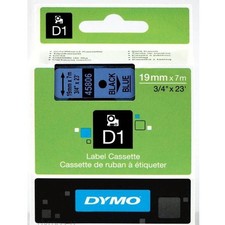 Image of Original Dymo 45806 Black on Blue 19mm x 7m D1 Label Cartridge (S0720860)