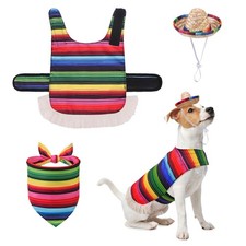 SCENEREAL Mexican Serape Dog Costume, X-Small, Colorful Mexican Style 