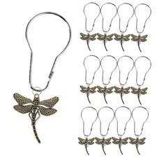 12 Pieces Shower Curtain Hooks Dragonfly Bathroom Shower Curtain Hooks Stainl...