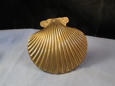 W AVERY ANTIQUE FIGURAL SEAWEED SCALLOP SHELL GILT BRASS VICTORIAN NEEDLE CASE