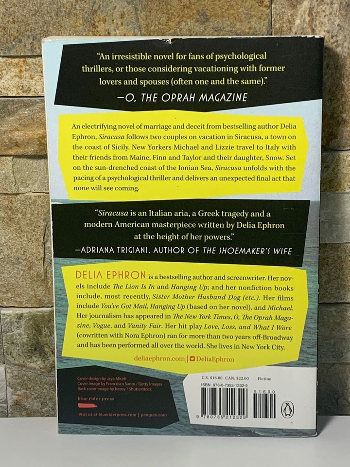 Delia Ephron Siracusa Paperback 2017 Psychological Fiction Novel