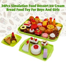 34Pcs Simulation Food Dessert Ice Cream Bread Food Toy For Boys And Girls US