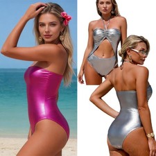 Womens Swimwear Vacation Bikini Photographs Swimsuit Party One-piece Ruched