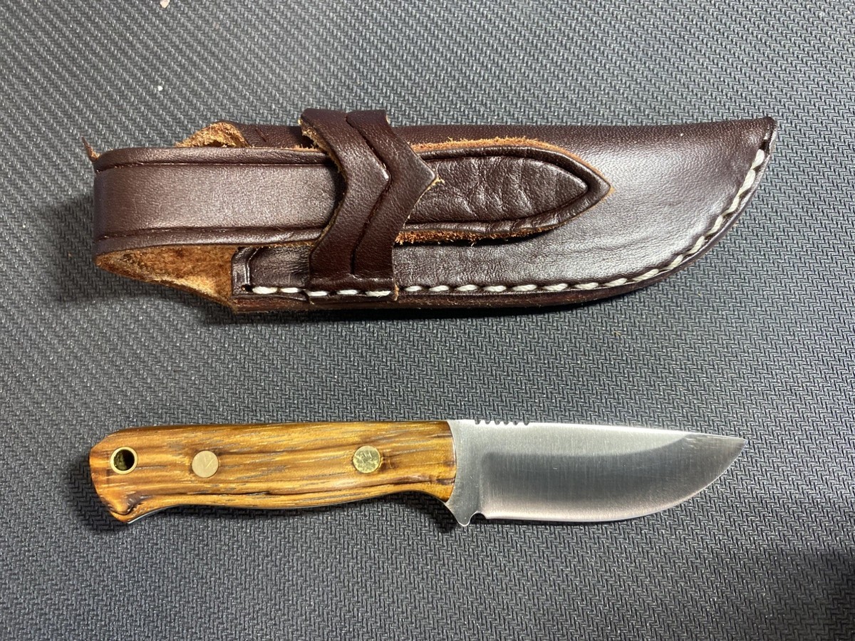 Bark River Micro Bravo in Zebrawood w/ Sea Blue Liner / Brass Pins