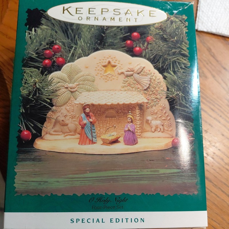 Hallmark 1996 O Holy Night Nativity Miniature Keepsake Ornament 4 Piece Set NIB