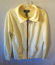 Lauren Active Ralph Lauren Women's M Ivory Full Zip Collared Hoodie Pockets