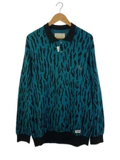 WACKO MARIA Polo Shirt L Cotton BLU Leopard