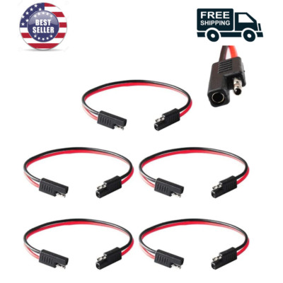 5Pcs 12'' 12Gauge 12V 2 Pin Quick Disconnect Wire Harness SAE Connector Cable