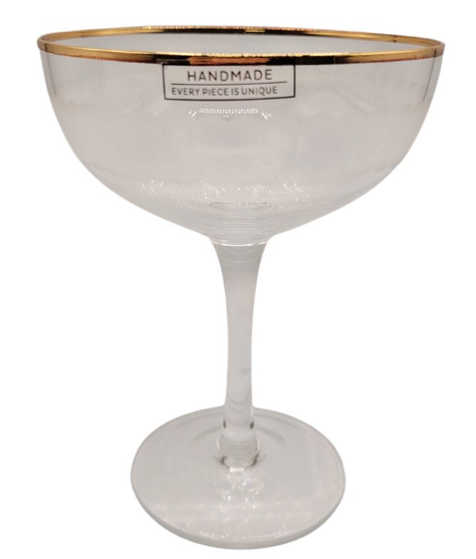 elegante Vintage Sektschalen 4er Set Champagner Gläser Coupette handgemacht