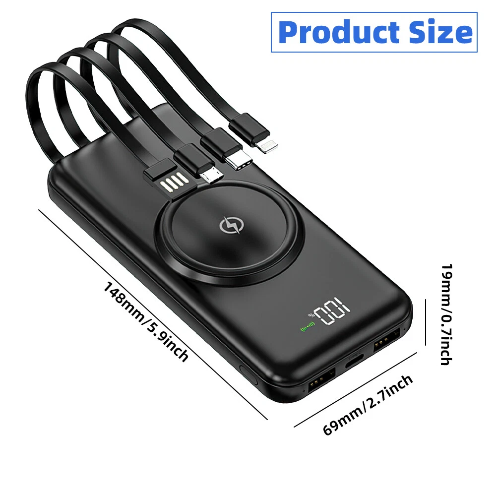 20000mAh Solar Wireless Power Bank Portable Phone Charger  