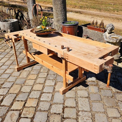 Alte urige rustikale Hobelbank Schreibtisch Tisch Kücheninsel Bar Kaffeebar - Bild 2 von 15