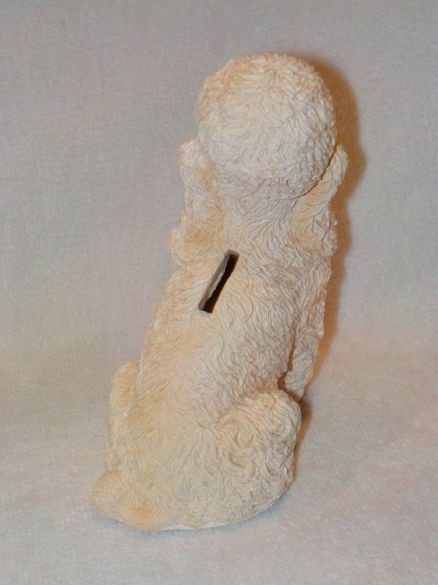 Apricot Poodle Dog Figurine - Hand-Painted Stone Resin Collectible, 4-5 Inches Long