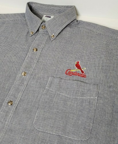 St. Louis Cardinals CSA Button Up Short Sleeve Shirt Men's Large Embroidered - Afbeelding 3 van 6