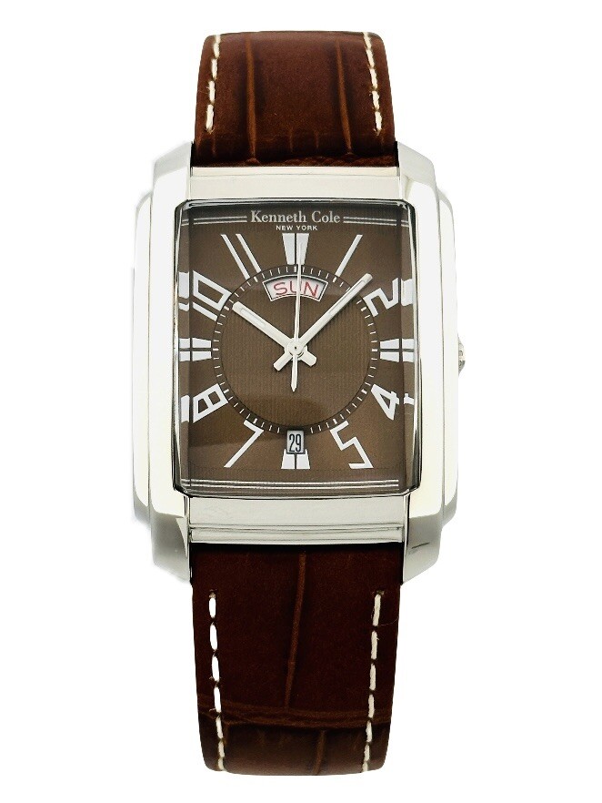 Kenneth Cole KC1327 Men's Brown Croco Leather Strap Day Date