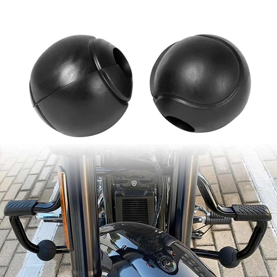 Motorcycle Engine Guard Crash Bar Protector Rubber Round Ball For Harley Yamaha - Image 4 of 4