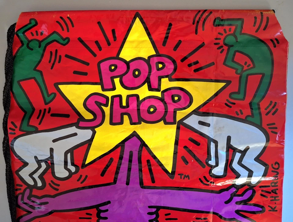 Bolso de Mano Keith Haring Vintage NYC Pop Shop Plástico con Cordón Arte 1986 Warhol Foto 4 de 4
