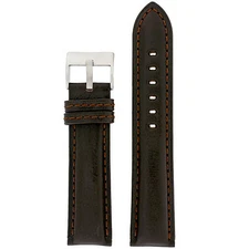 Strap Extra Thick Padded Watch Band Genuine Leather Dark Brown Mens 18mm - 26mm