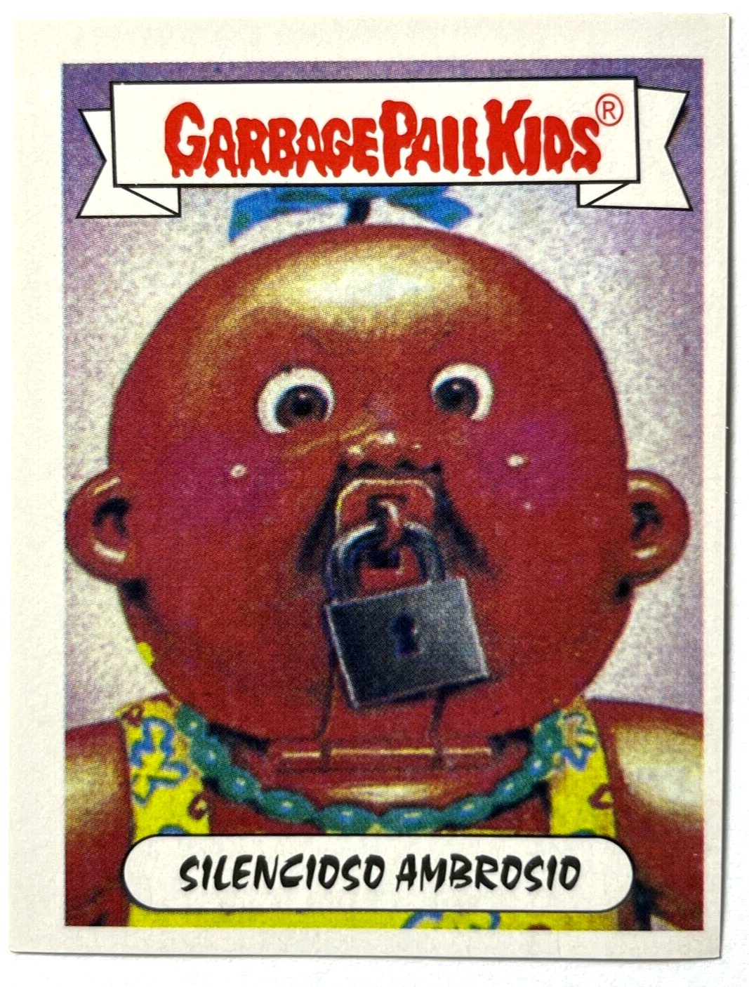 1988 GARBAGE PAIL KIDS Sticker Reedition #074 LUCY LOCK-IT Peru Edition