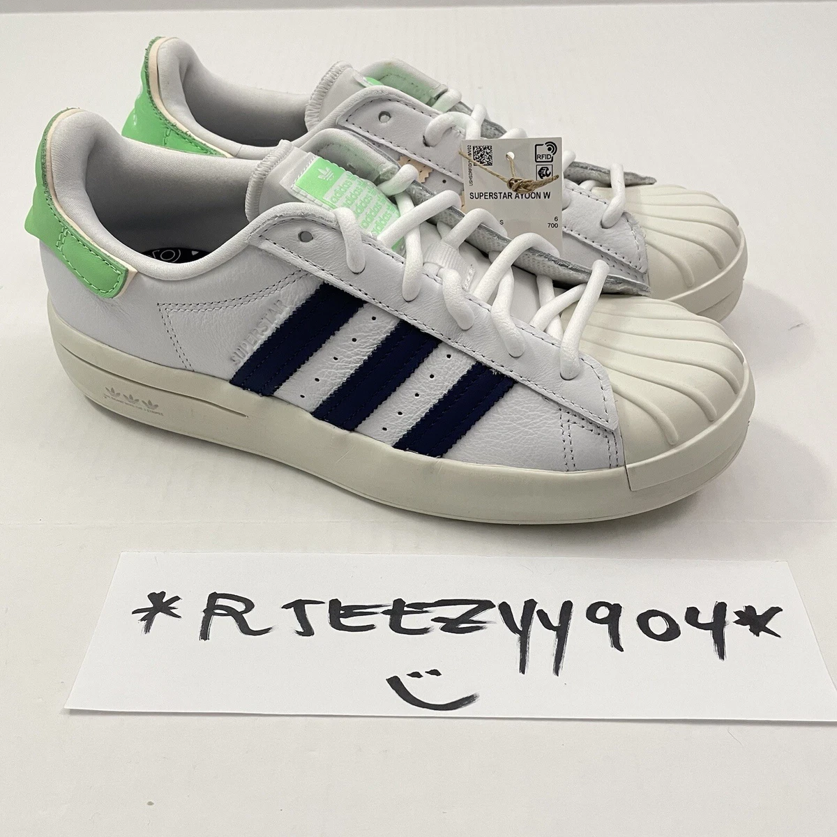 $100 Womens Size 7.5 | Adidas Superstar Ayoon Shoes GW9587 Shell Toe White