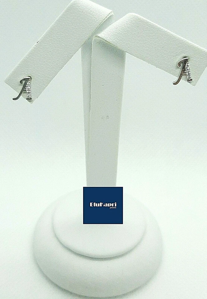 ORECCHINI DONNA IN ARGENTO 925 PERSONALIZZATI LETTERA iniziale CON ZIRCONI - Immagine 4 di 4