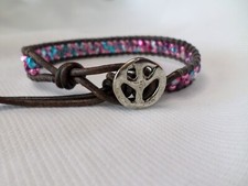 Colorful Beaded Brown Leather Ladder Boho Fashion Bracelet
