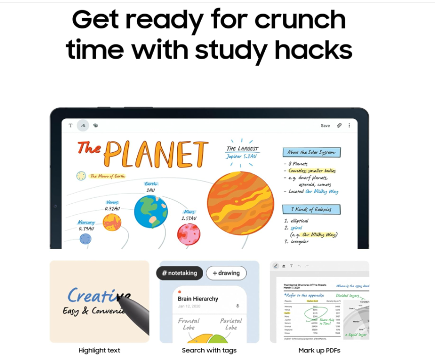 SAMSUNG Galaxy Tab S6 Lite 10.4" 64GB Tablet, S Pen, US Version, Gray