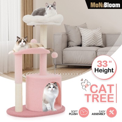 MoNiBloom 33  Flower Cat Tower, Adorable Cat Activity Tree with Scratching Post.