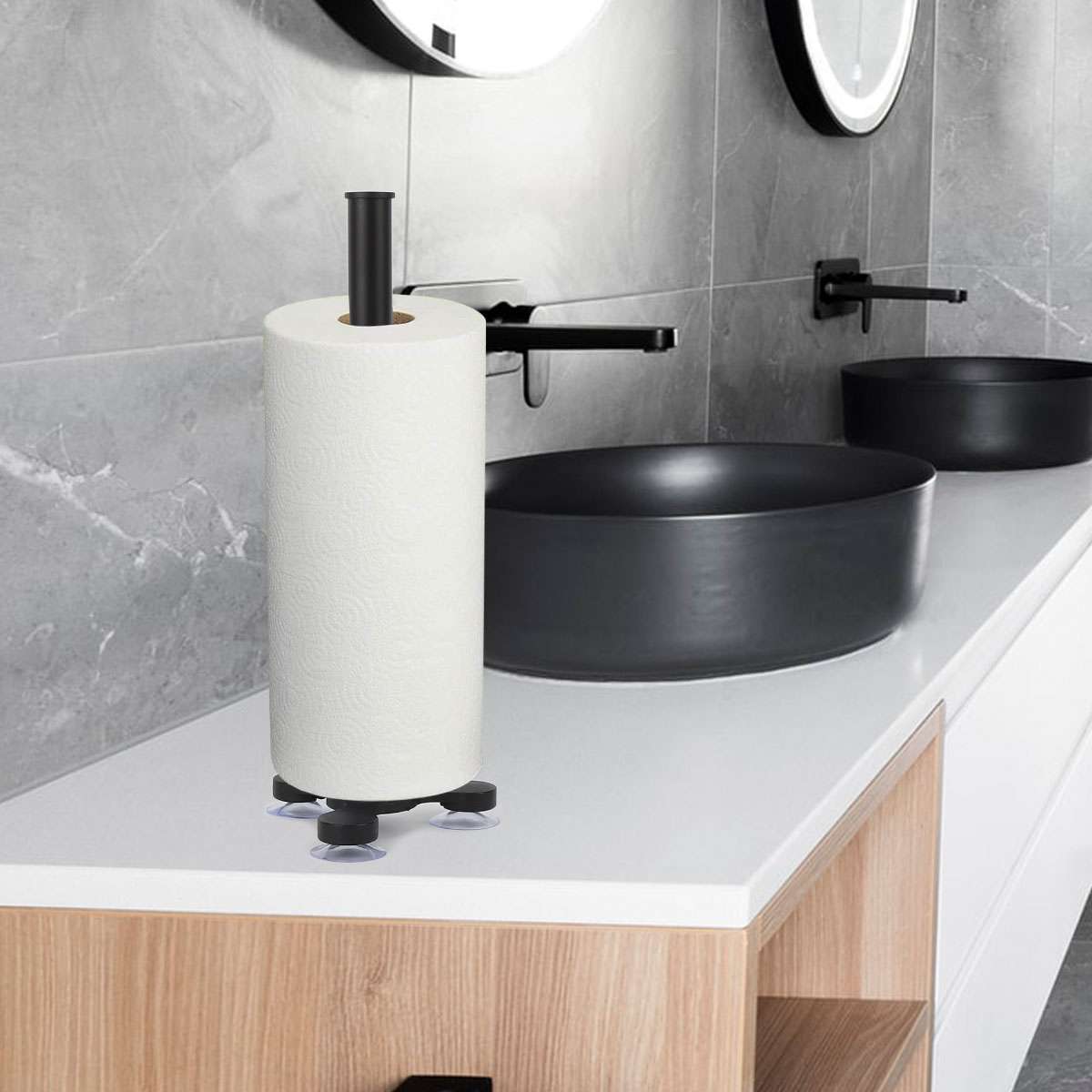 Kitchen Bathroom Aluminium Paper Towel Holder Countertop Stand Free Standing US | eBay