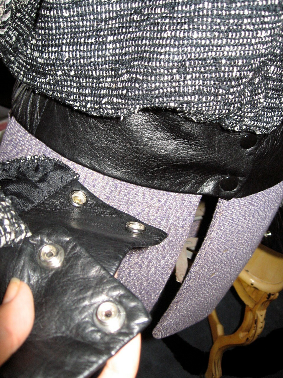 Vtg 80's tweedy patchwork leather cropped jacket … - image 2