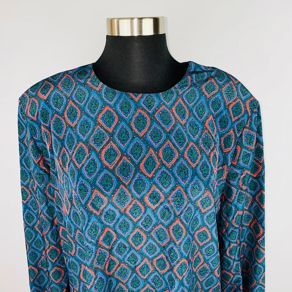 Pendleton Sophisticates Womens Plus Womans 18W Geometric Boho Print Top Vintage Foto 2 de 4