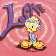 Vintage 1996 Looney Tunes Pink Tweety Love T-Shirt Size Small Medium Made In USA
