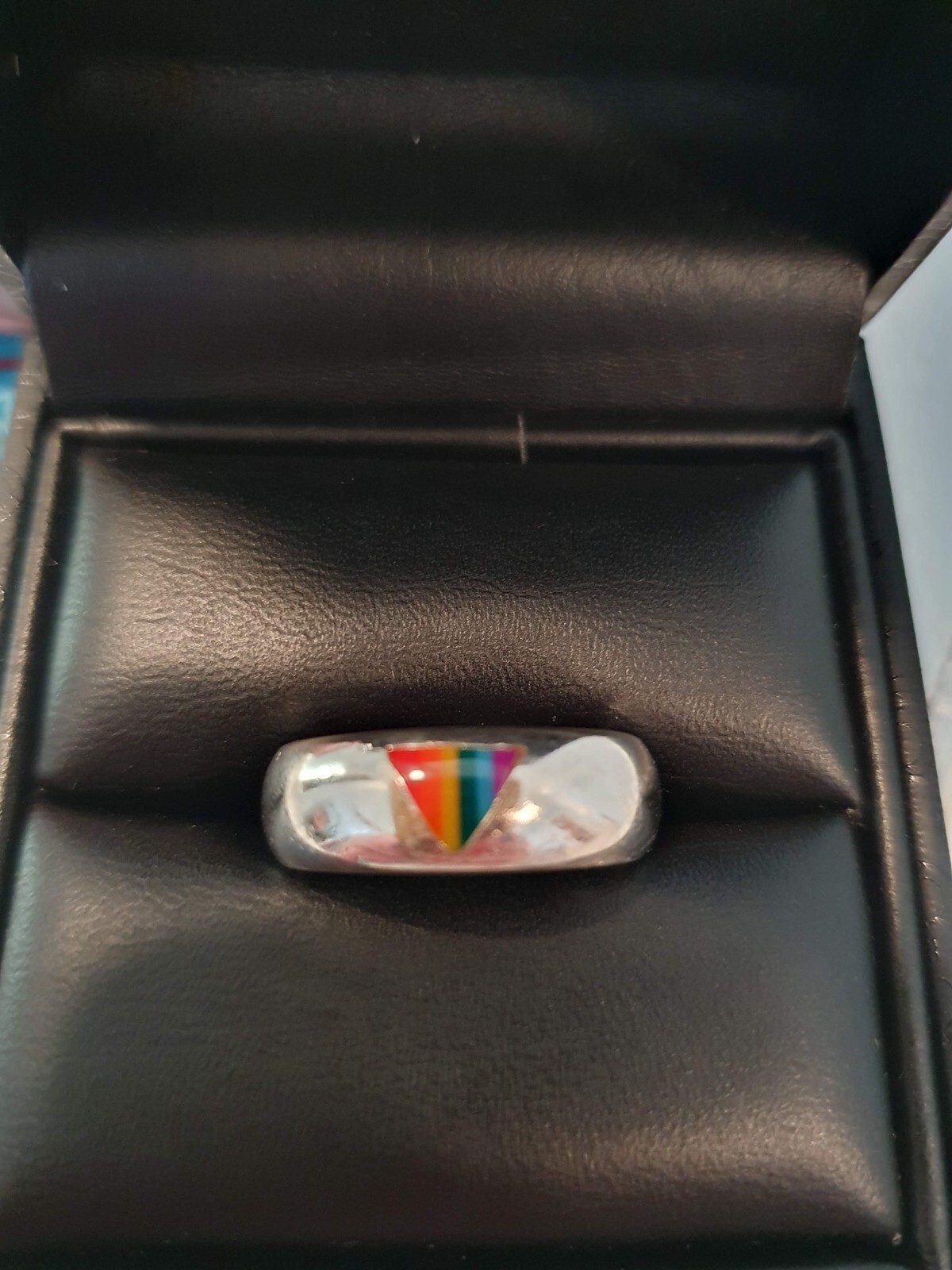 Rainbow Triangle Solid Sterling Silver Band Ring - image 5